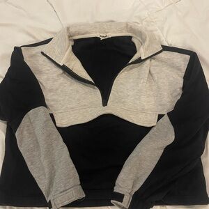 Vintage Garage Black and Gray Colorblock Quarter-Zip Sweatshirt